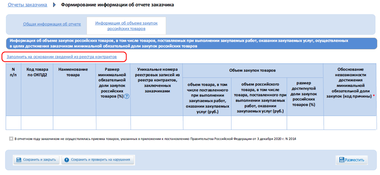 Отчет о закупке российских товаров